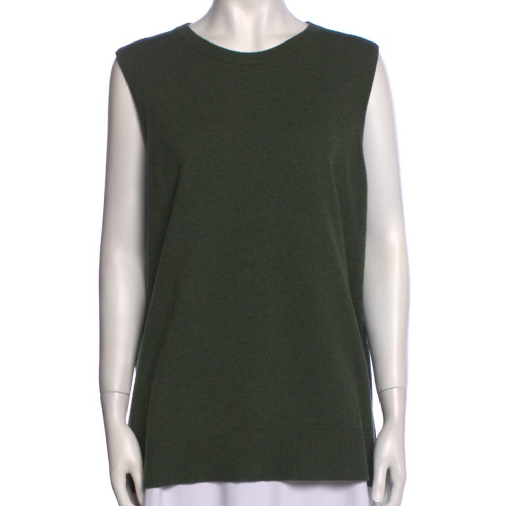 Akris Cashmere Wool Dark Green Sleeveless Tank Top - S